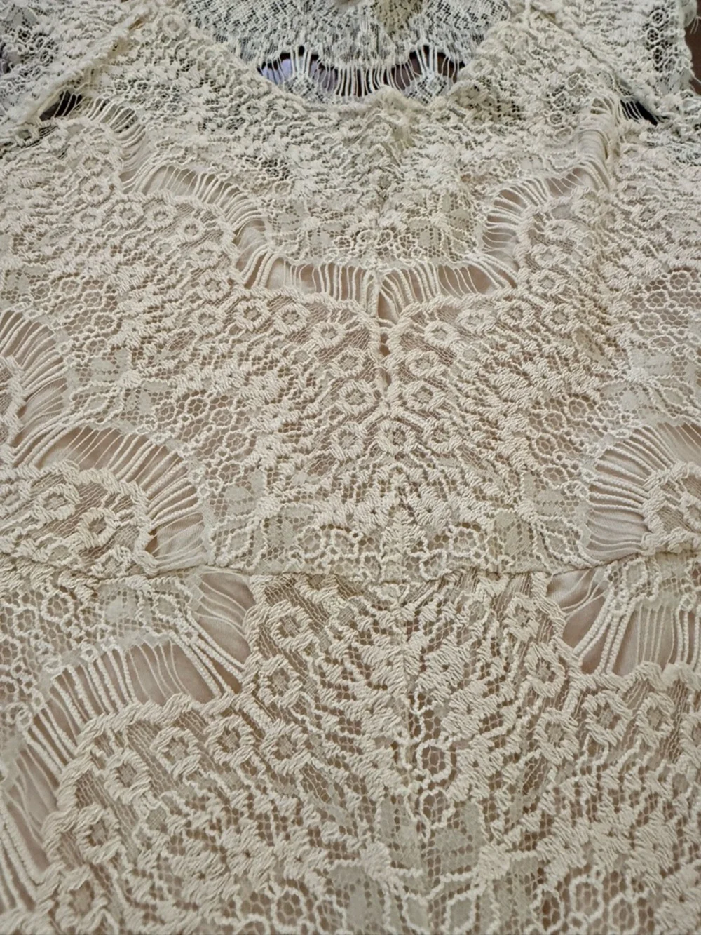 Free People Intimately Cream Chandelier Lace Midi Dress XS